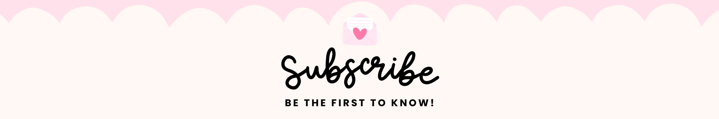 Call to action banner with 'Subscribe' text and heart icon on a pink background