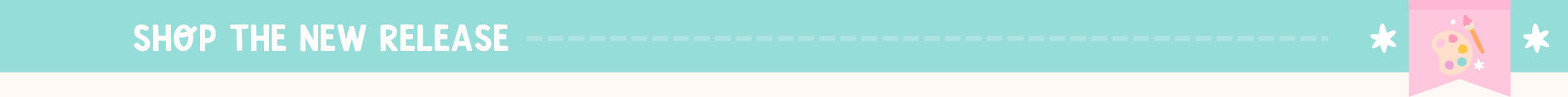 Promotional banner for a new release with a blue background and text.